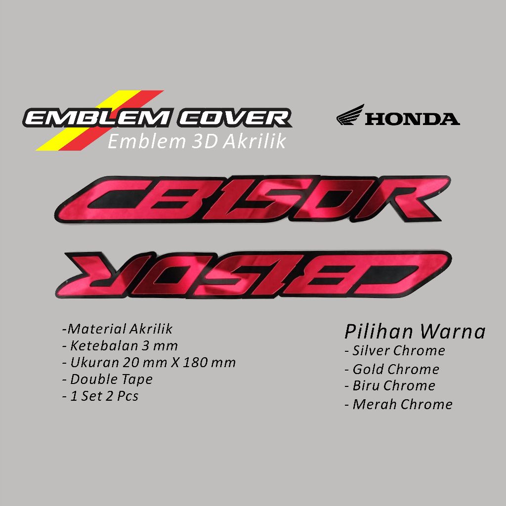 emblem 3d honda cb 150r sepasang stiker 3d akrilik cb150r street emblem bodi motor honda cb150 r