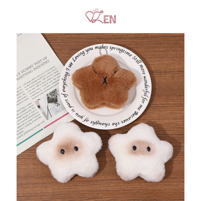 [Ready Stock] Siamese & Capybara Star Squeaking Plush Keychain (Gantungan Kunci Doll Pendant Boneka 