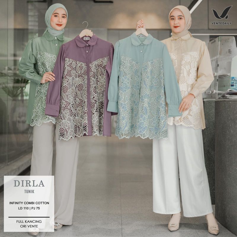 Dirla atasan blouse tunik wanita broklat LD 110 full kancing by VENTE