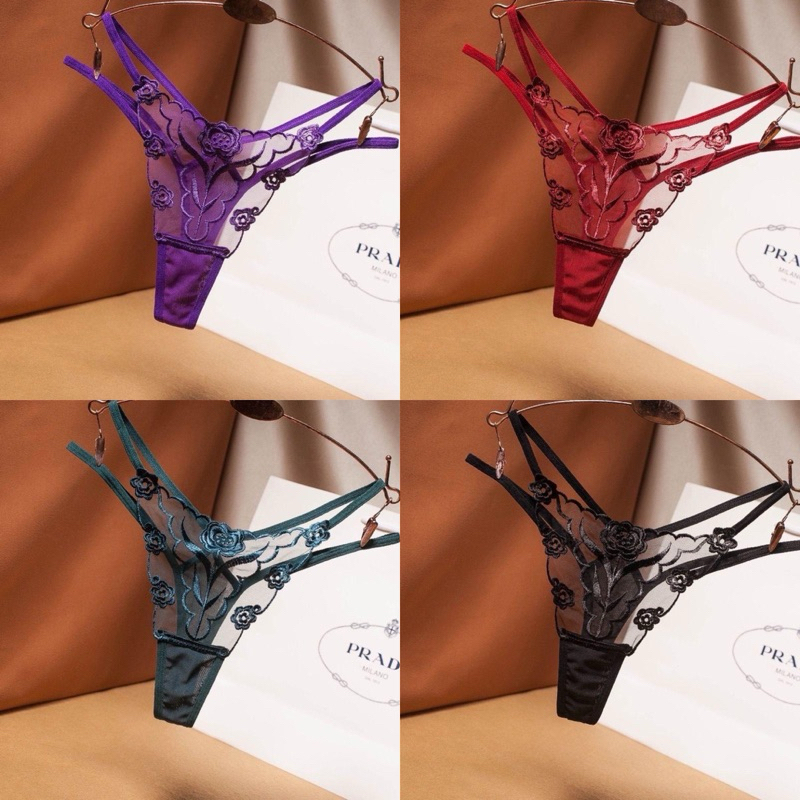 (COD) Celana Dalam Wanita Transparan Sexy Hot Import Jumbo Besar L-XXL 4warna Motif Bunga Streeth Re