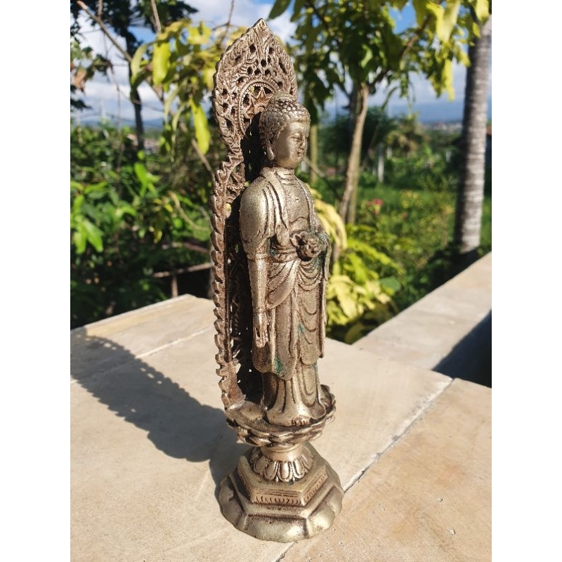 #8634 - Tibetan Perak Patung Buddha, Ornament Tibet Silver Hindu Lotus Swastika Decoration Sculpture