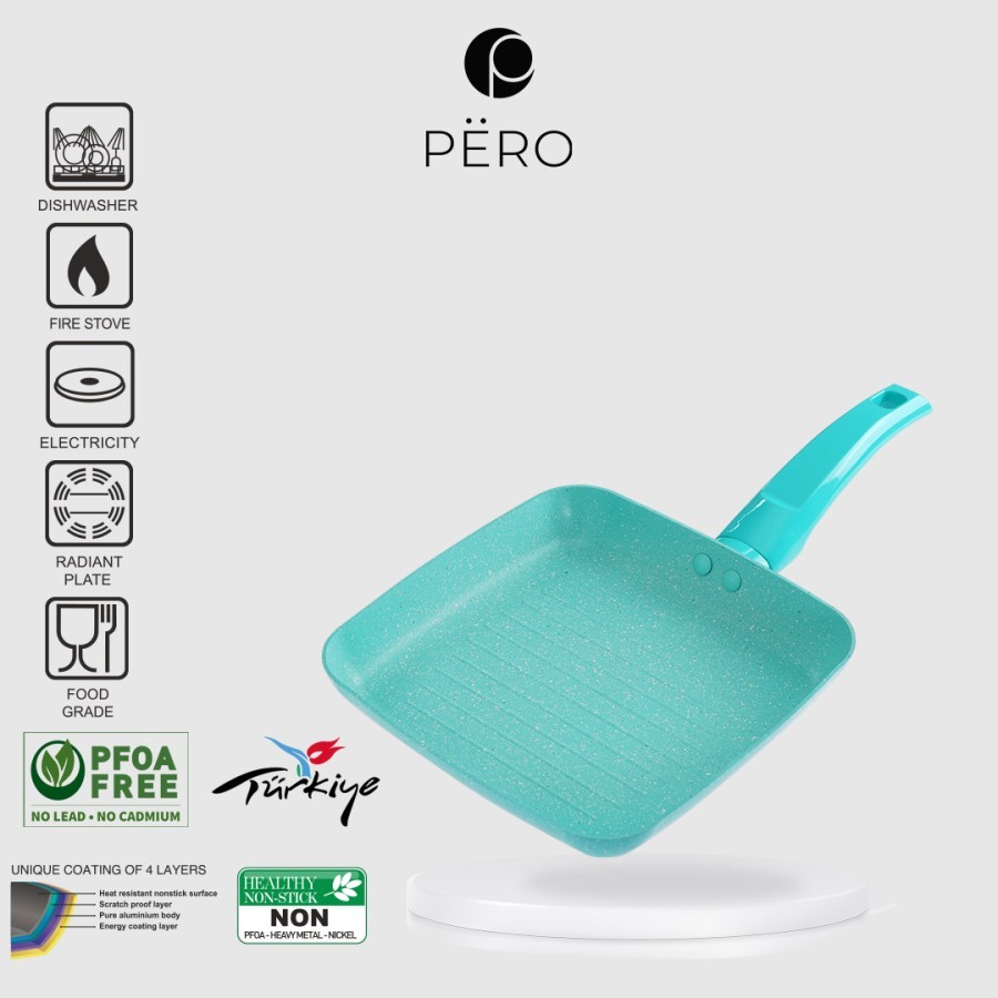 Pero Wajan Panggang Granite Grill Pan 20cm Anti Lengket - Mint