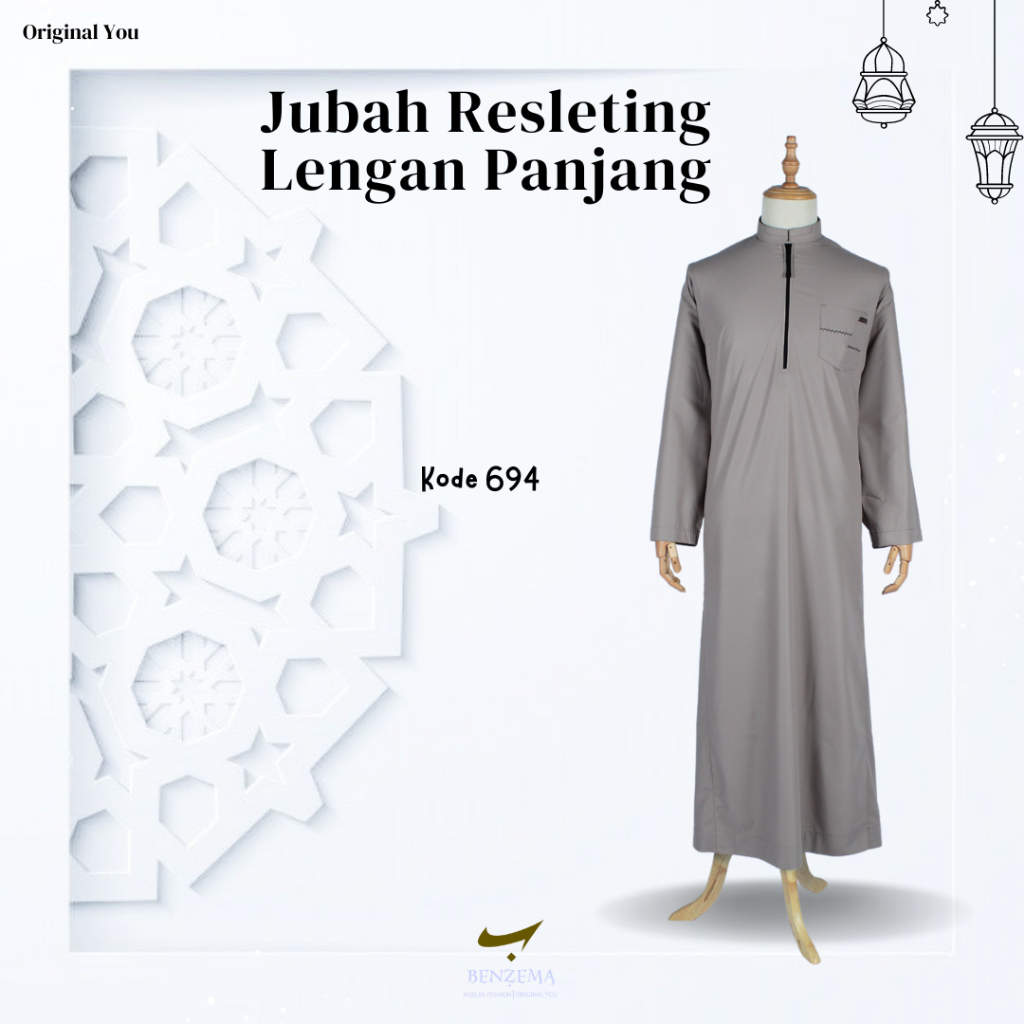 694 Jubah Resleting Pria Dewasa / Gamis Pria / Jubah Pria Premium / Gamis Lengan Panjang / Gamis Res