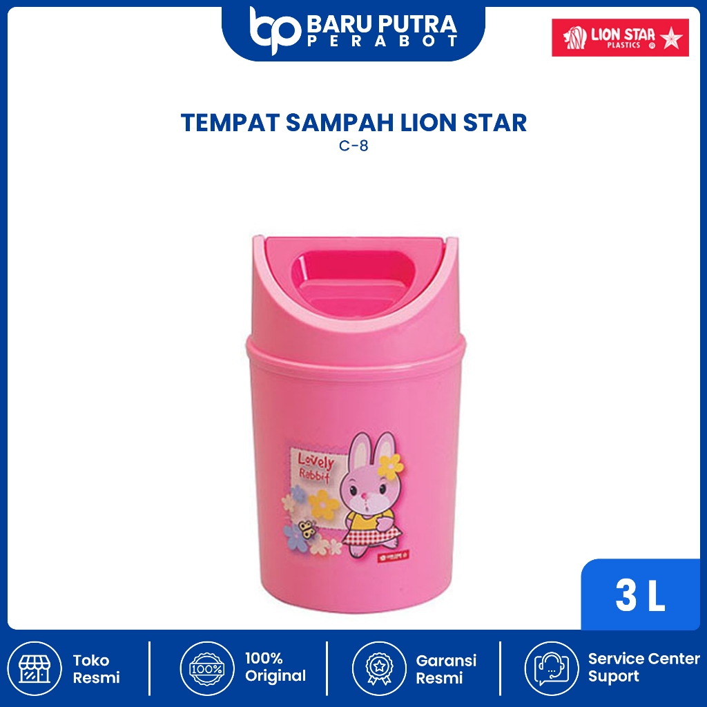 (WARNA RANDOM) Kotak Tempat Sampah Mini Lion Star Clean Pal 3Liter C-8