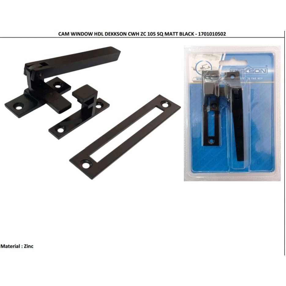 CAM WINDOW HDL DEKKSON CWH ZC 105 SQ MATT BLACK Tarikan Handle Kunci Jendela Panolet Rambuncis Kayu 