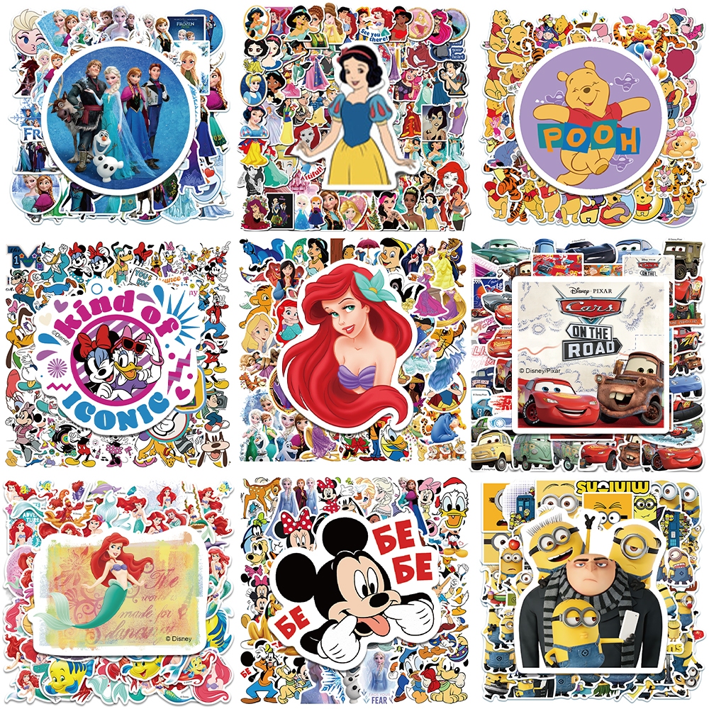 

COD✨Gaya lucu DIY Koleksi Animasi Disney Princess Ai Bai Snow Mickey Mermaid Little Yellow Man untuk papan luncur/Buku Harian/Laptop/Sticker Helm Tahan Air Vinil/hp casing stiker tahan air berperekat