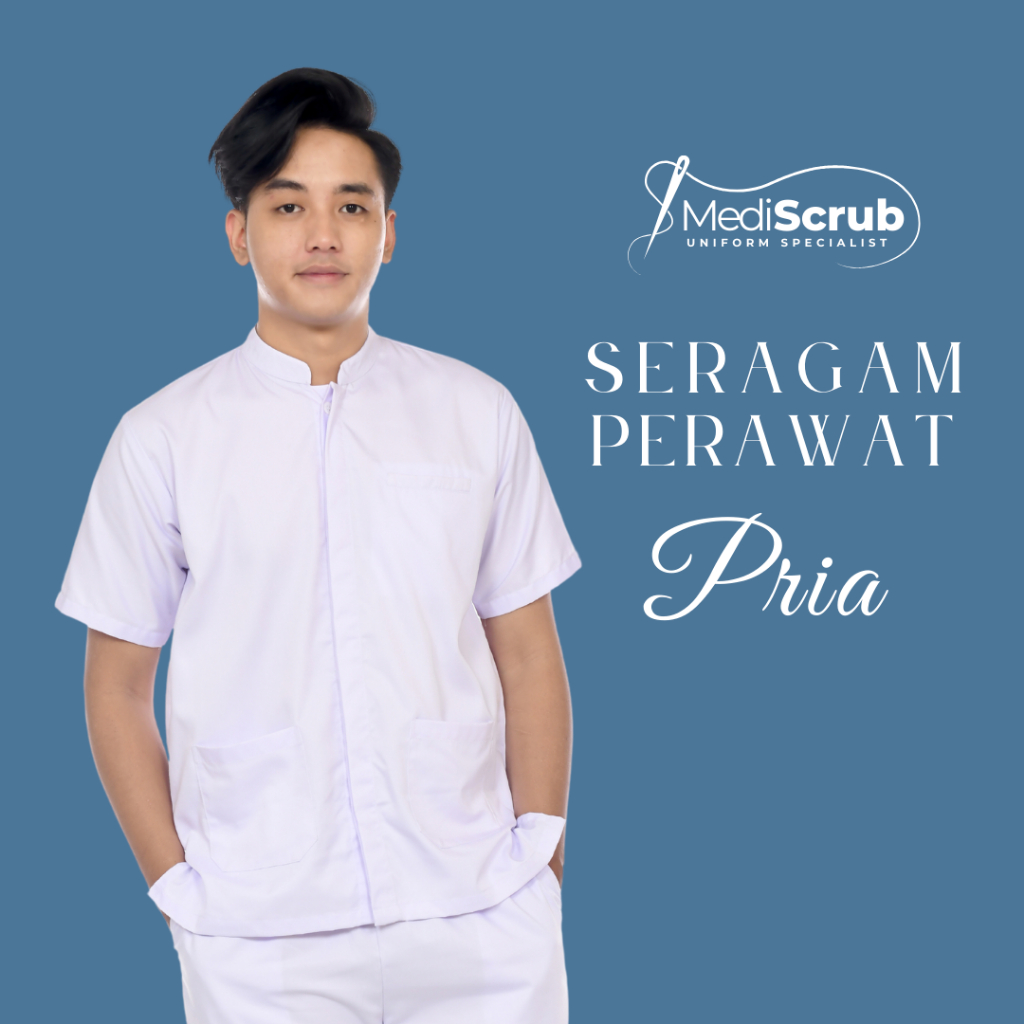Seragam Perawat Pria Warna Putih Baju Kerja Rumah Sakit Klinik