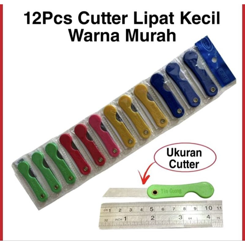 

Cutter lipat kecil atau pisau cutter warna murah isi 12