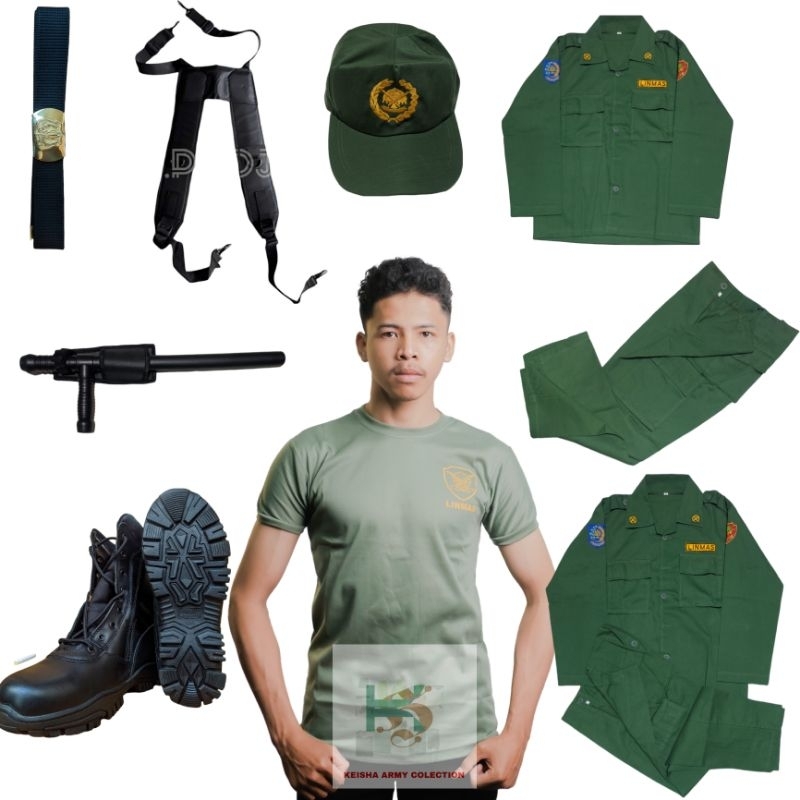 Baju Seragam Linmas Hansip Lengkap Seragam Linmas Hijau Fullset