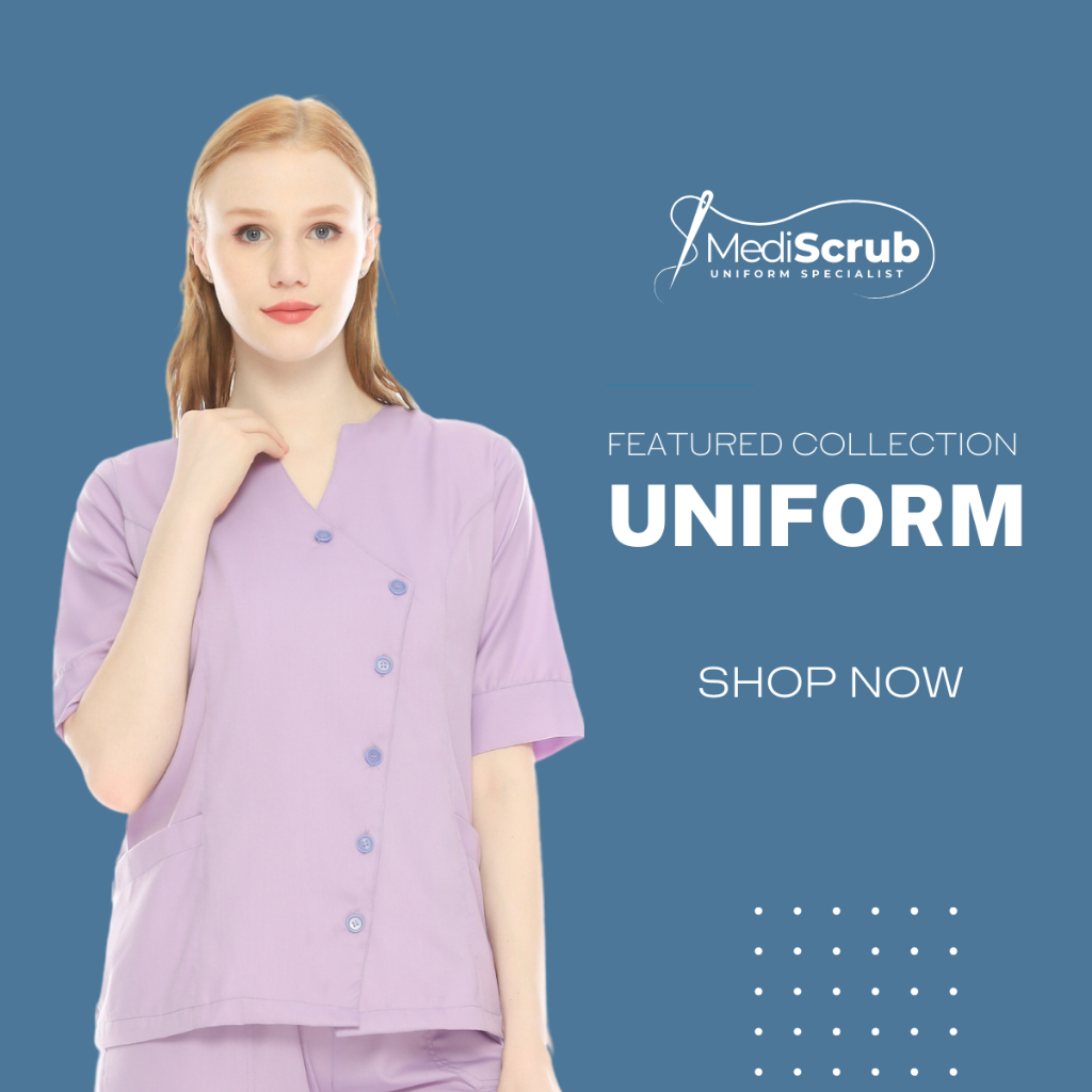 MEDISCRUB - BAJU JAGA OK | Round V Side Button | Scrub Medis | Seragam Rumah Sakit