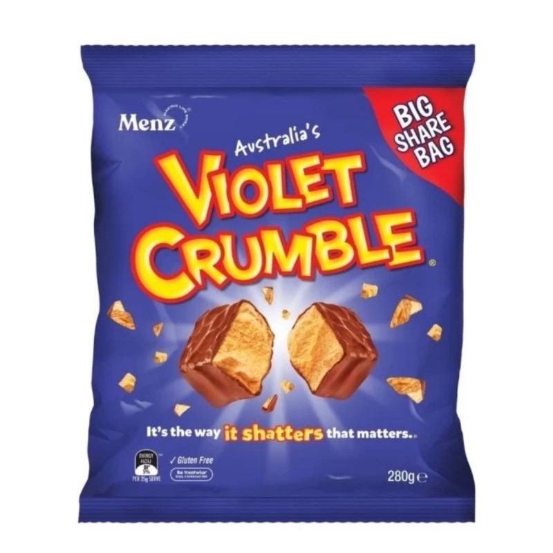 

Menz Australia's Violet Crumble Chocolate Bite Sized Cubed Choc Honey Comb Cokelat Aussie