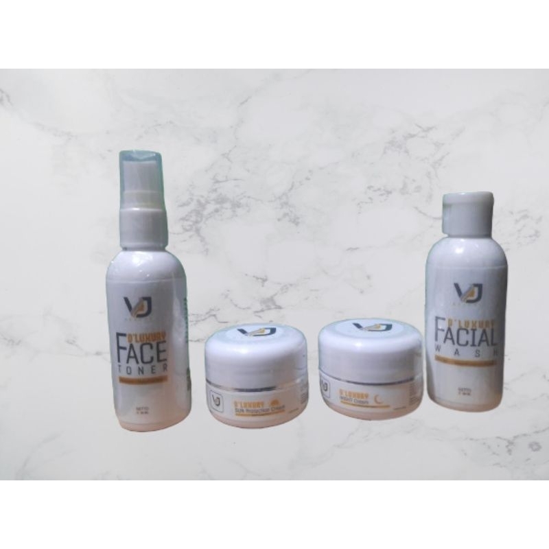 VJ BEAUTY SKINCARE DAILY MAKEUP PAKET EKONOMIS ( FACIAL WASH-TONER-DAY CREAM-NIGHT CREAM) GLOWING SE