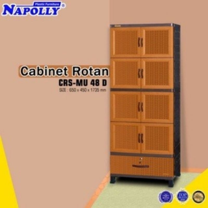 Lemari Pakaian Rotan Plastik + Laci Napolly