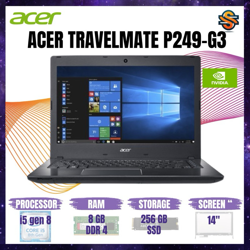 Laptop Acer TravelMate Nvidia Core i5 Gen 8 RAM 8GB SSD 256GB