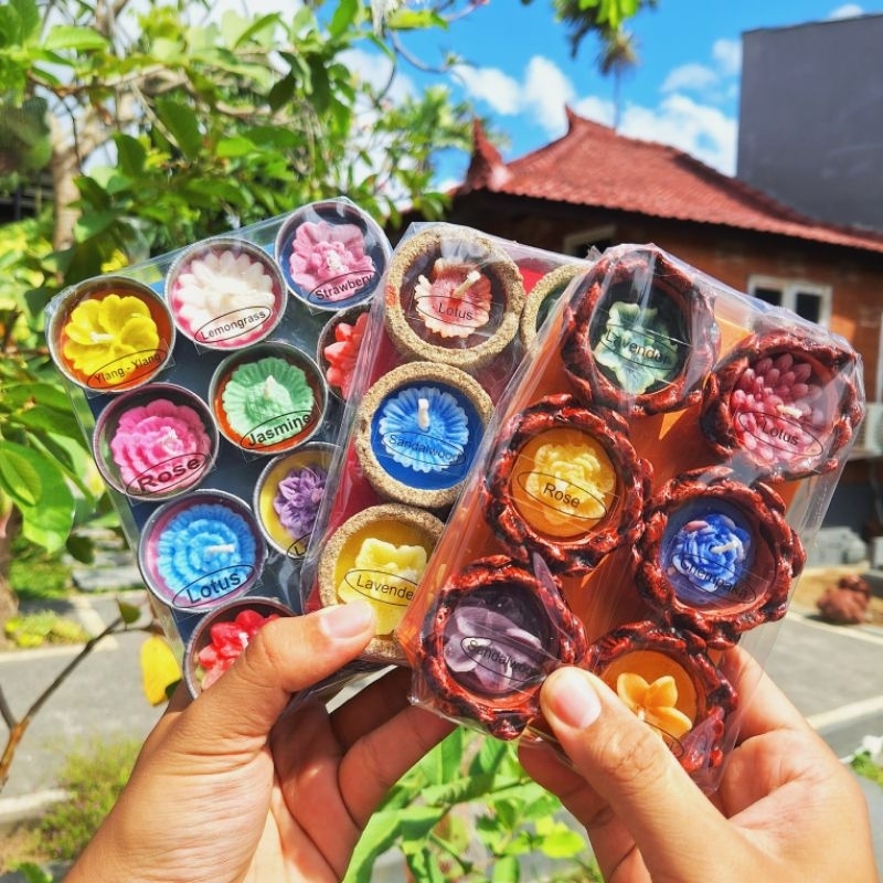 CRAFTDEWATA Lilin Mini Aromatherapy Khas Bali Motif Bunga Lilin Aroma Segar Souvenir Wedding Unik