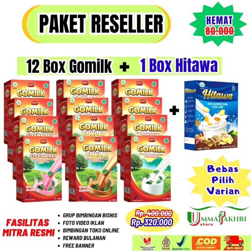 

Paket Reseller 12Box gomilk + 1 Box Hitawa