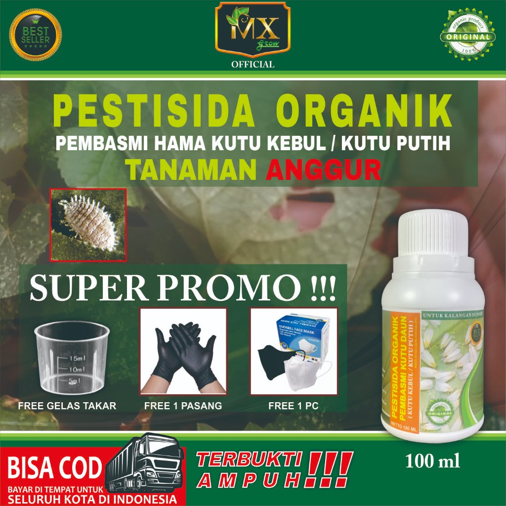 Pestisida Organik Pembasmi KUTU DAUN ( Kutu Kebul / Kutu Putih ) Untuk Tanaman ANGGUR 100 ml