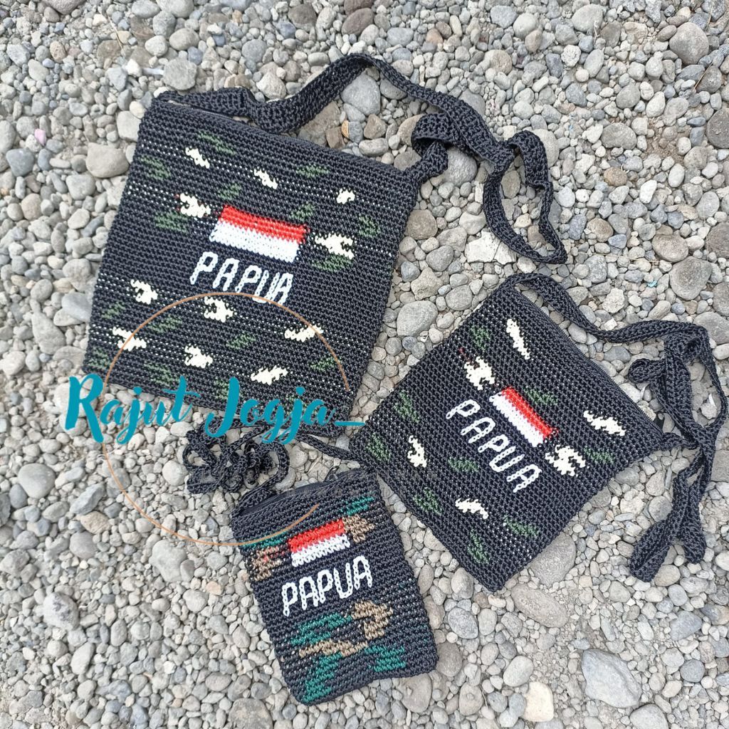 Tas Papua , tas rajut , noken Papua, Tas selempang, Tas selempang papua, Tas untuk oleh oleh, Tas un