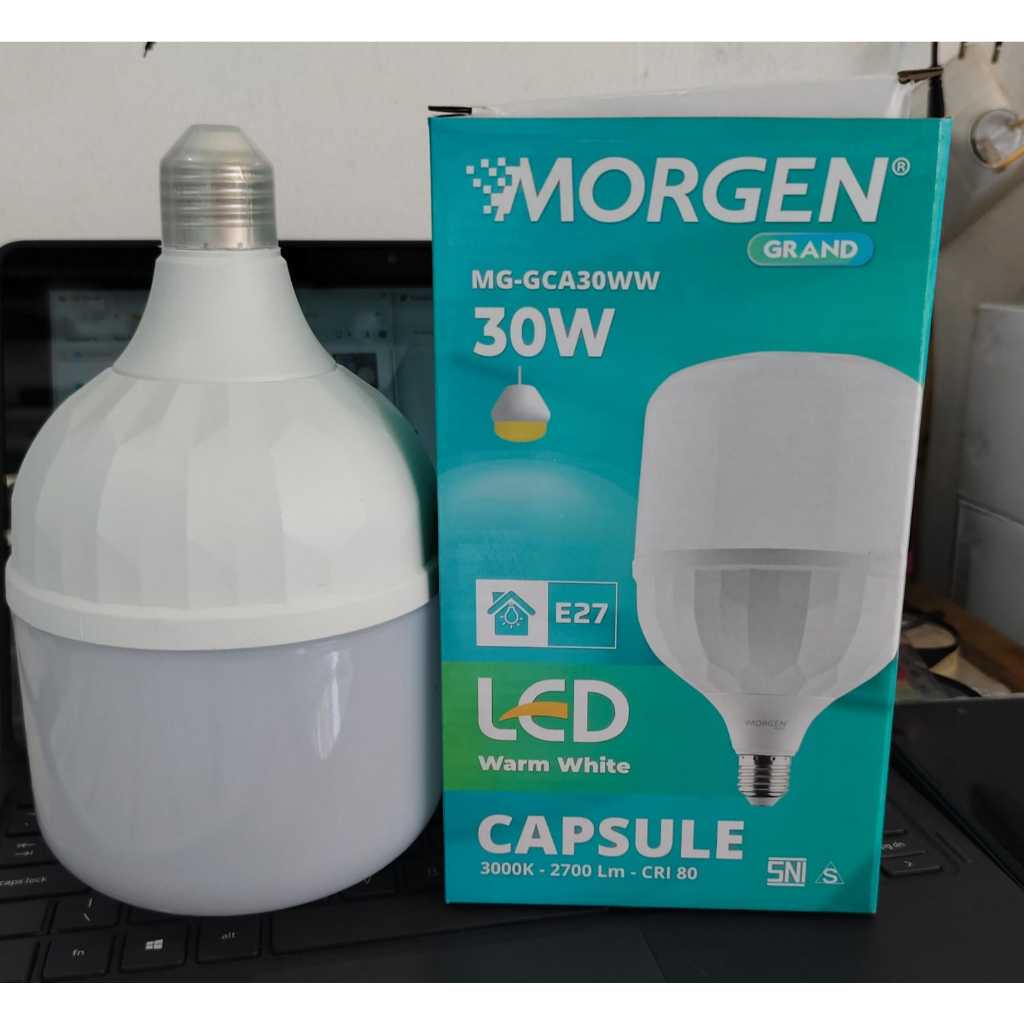GARANSI 1 TAHUN LAMPU LED BULB KAPSUL CAPSULE MORGEN 30WATT kuning/3000k