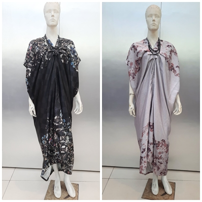 Kaftan Satin Batik Kondangan Dress Remaja Maxi Elegan Wanita Motif Baju Pesta Kekinian Kaftan Jumbo 