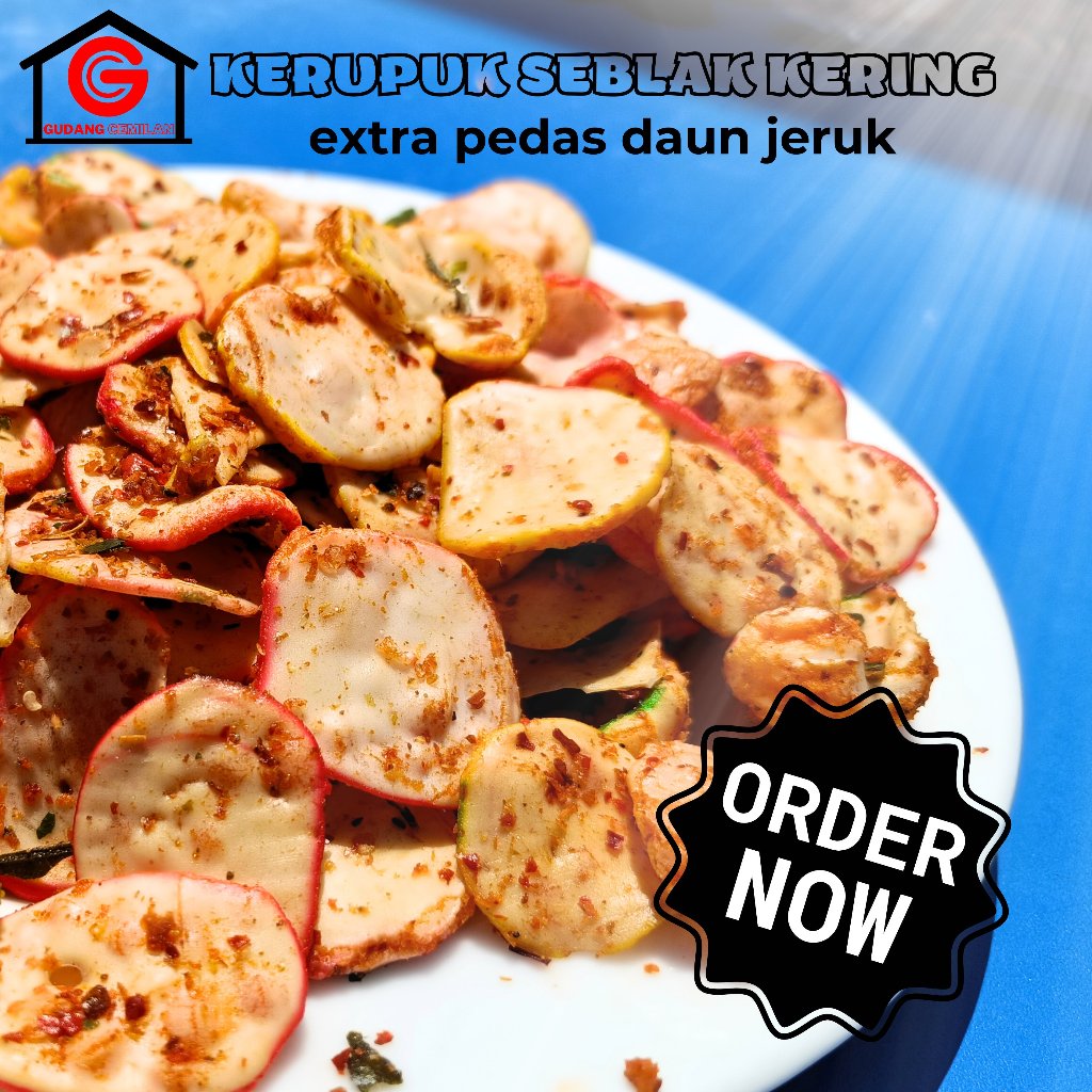 

KERUPUK SEBLAK KERING PEDAS EXTRA DAUN JERUK 500GR / KERUPUK SEBRING PEDAS