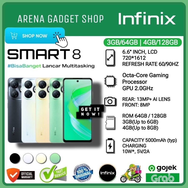Infinix Smart 8 Ram 4/128GB New Garansi Resmi Infinix 4+4/128GB
