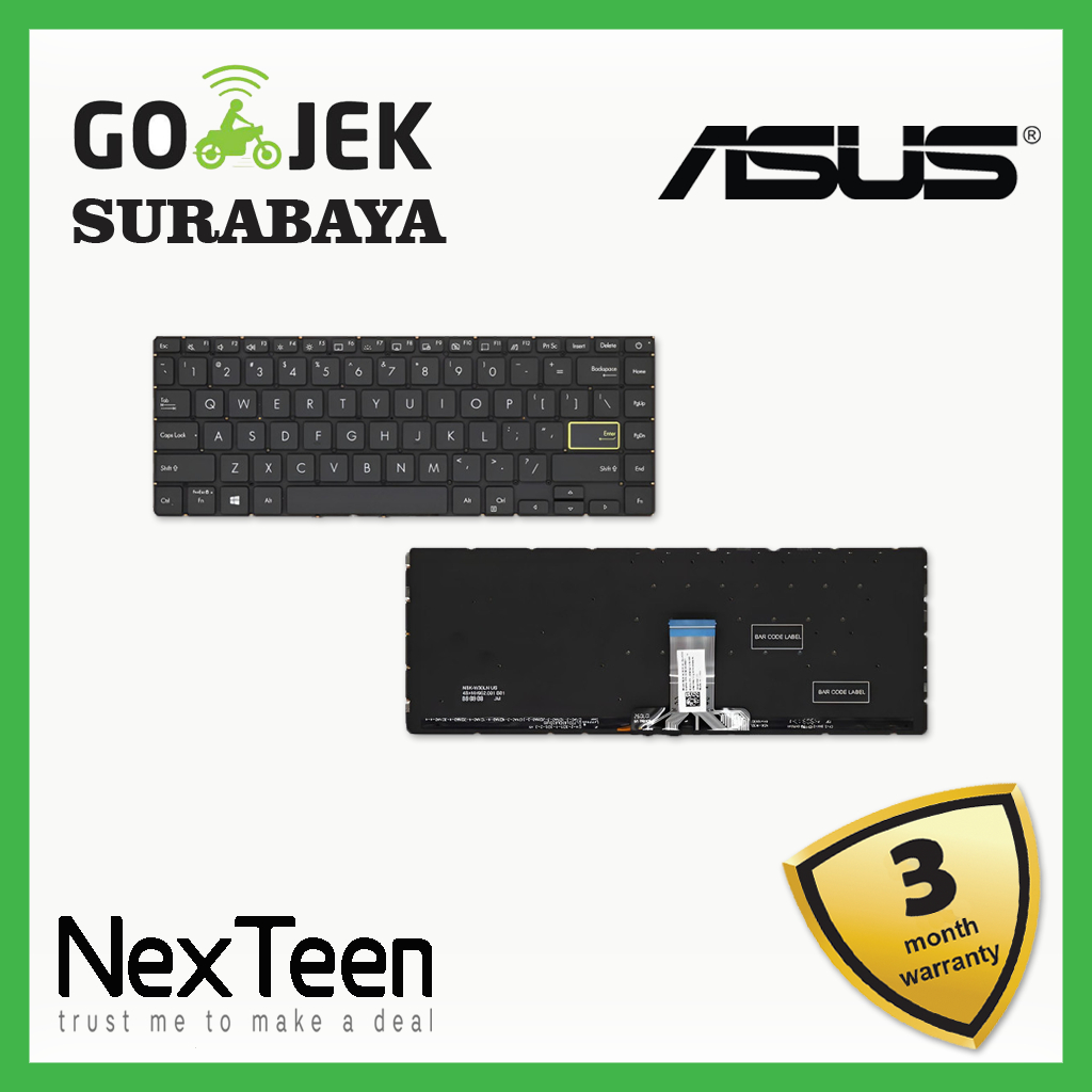 Original Keyboard Asus VivoBook S14 S433 S433EA S433EQ S433FA S433JQ S433FL - Hitam - Hitam