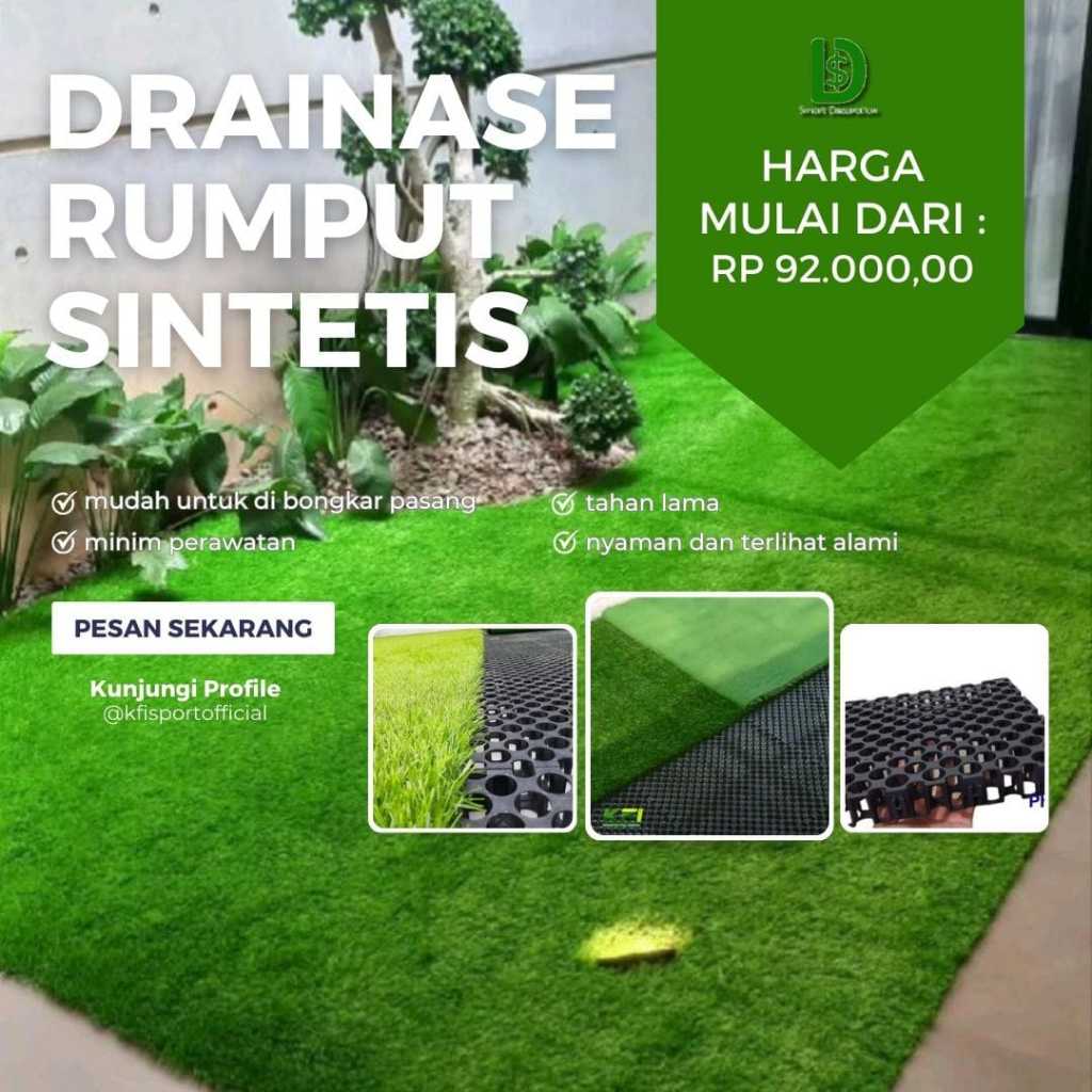 Drainase Rumput Sintetis Membran Alas Rumput Sintetis Ukuran 100 x 100 cm