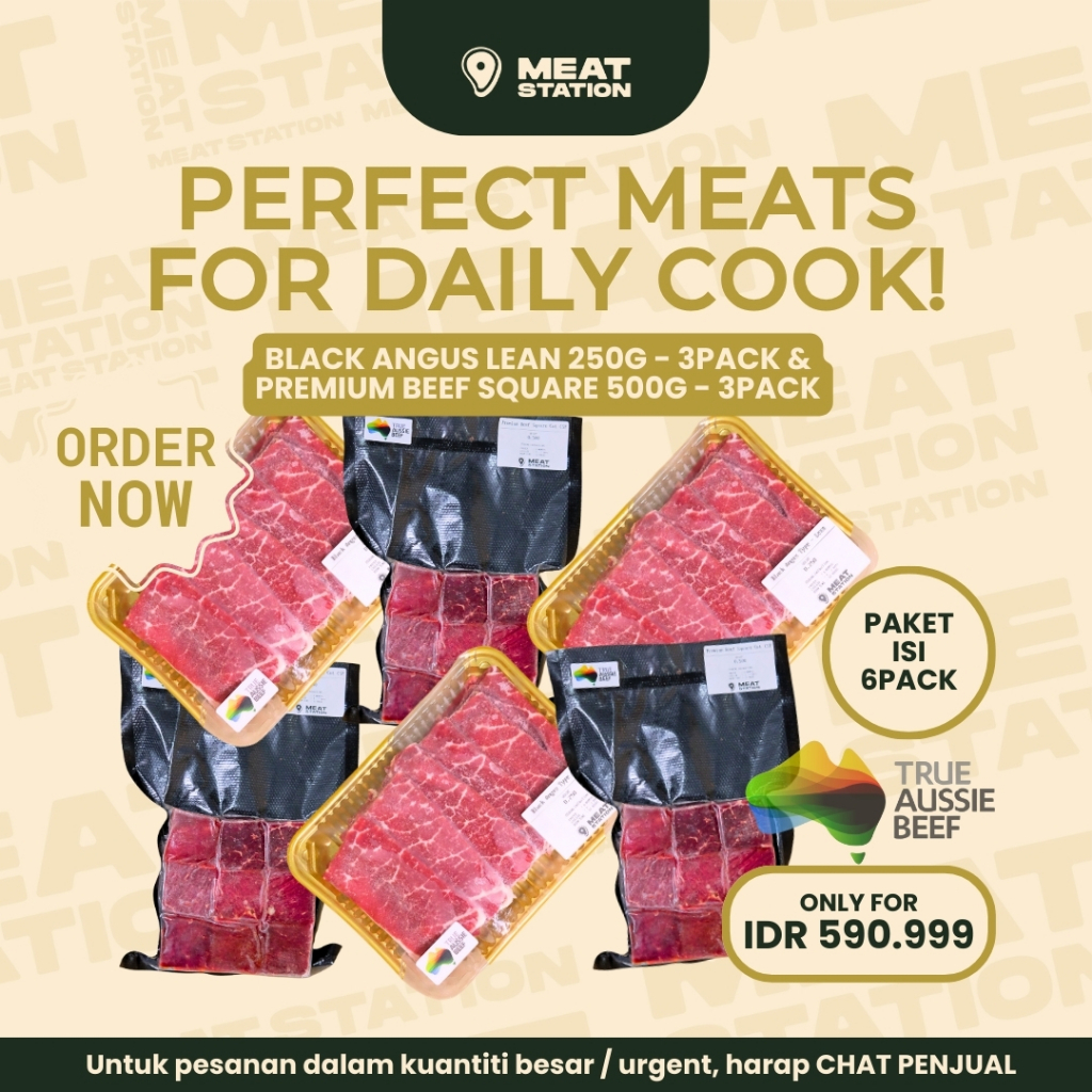 

Combo Black Angus Lean 250g 3pack dan Premium Beef Square 500g 3pack / Paket Daging Sapi untuk Masak / Best Deal Beef Package / AUS Beef