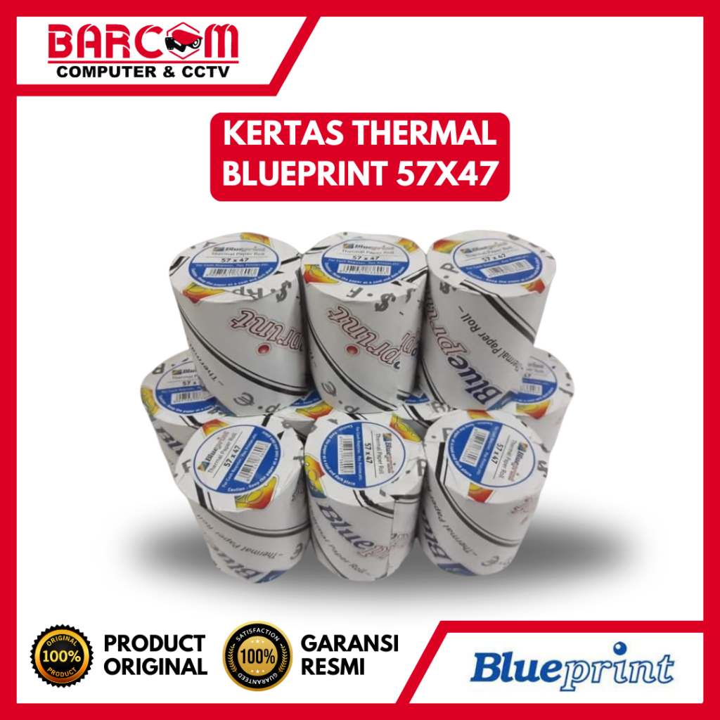 

KERTAS THERMAL BLUEPRINT 57mm X 47mm UNTUK PRINTER THERMAL 57x47