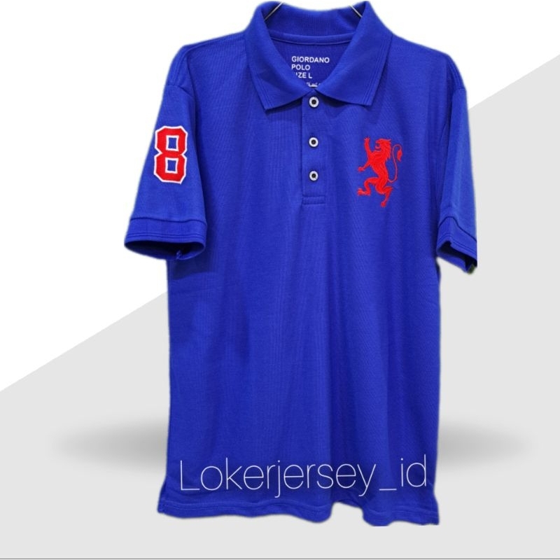 KAOS POLO GIORDANO FULL BORDIR ANGAK 8 2 WARNA ( MERAH LIS PUTIH )