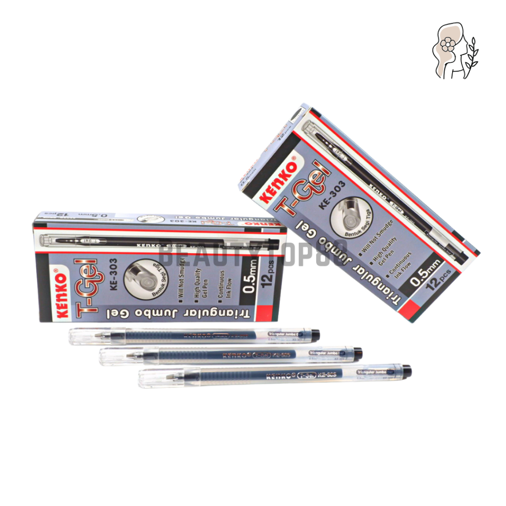 

Pulpen T-Gel KE-303 Kenko 0.5 mm - Triangular Jumbo Gel Pen - Ballpoint Bolpen Pena Tinta [PER LUSIN]