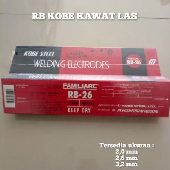 RB KOBE Kawat las ukuran 2,6mm & 3,2mm isi 5Kg