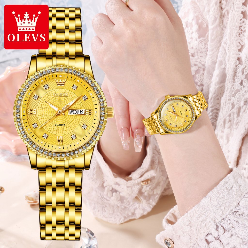 OLEVS Jam Tangan Cewek Elegan Original Analog Fashion Casual kecil Jam Tangan Rantai Wanita Anti Air