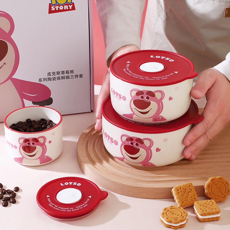 CERAMIC BOWL LID WITH HANDLE Lotso ceramic container set bowl mangkok keramik premium dengan tutup
