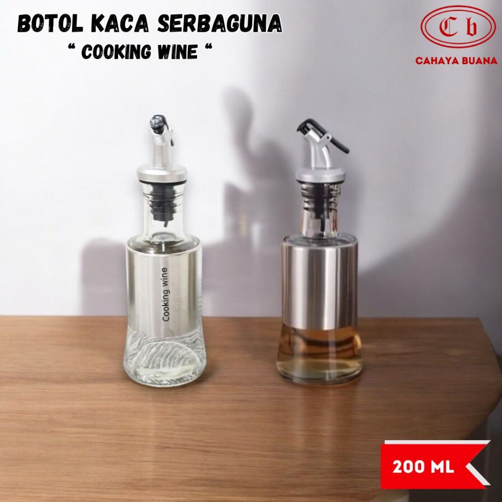 200 ML Cooking Wine BOTOL KACA Minyak Goreng Sirup Kecap Cuka Botol Beling Olive Oil Bottle Hijau Pr