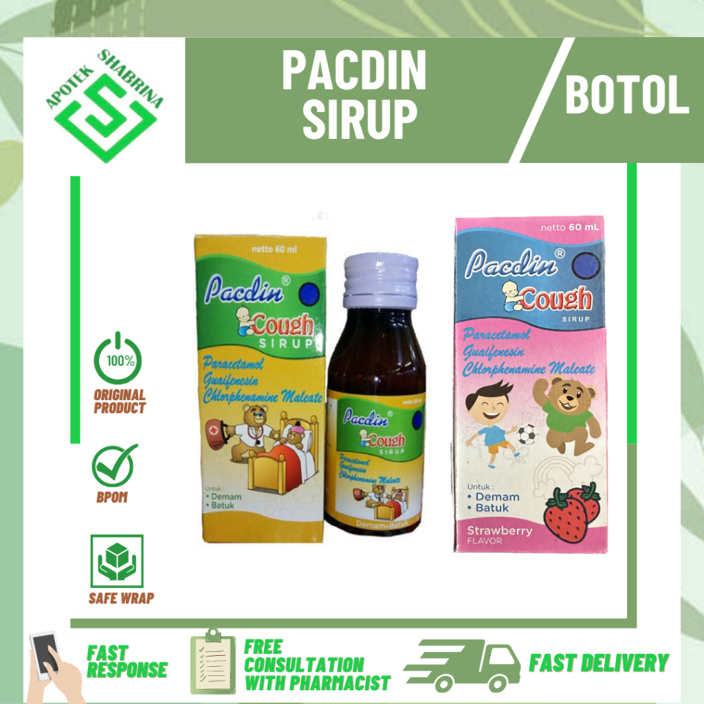 PACDIN SIRUP 60ml/ rasa strawbery/ rasa coklat