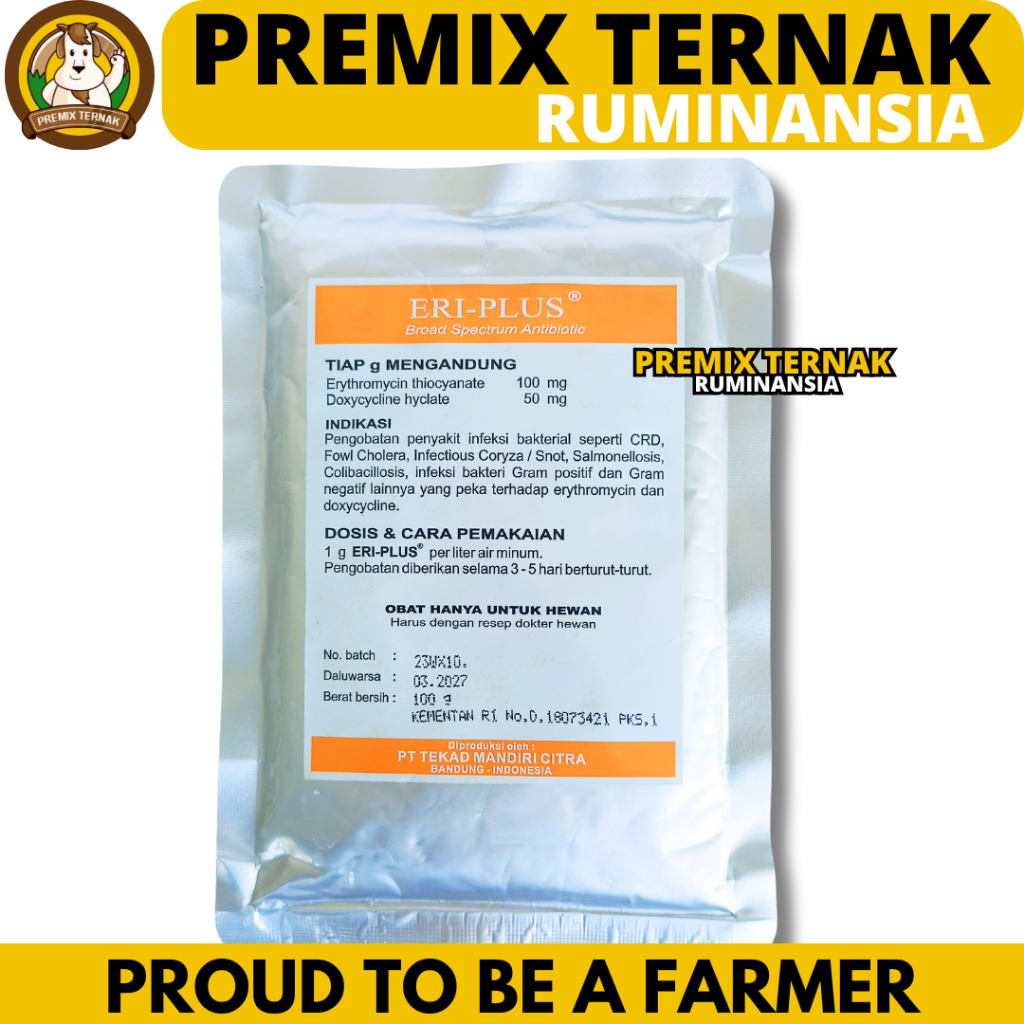 ERI PLUS 100 GRAM TMC - Obat Snot CRD Ngorok Ayam Unggas - Obat Ayam Paling Ampuh ERIPLUS