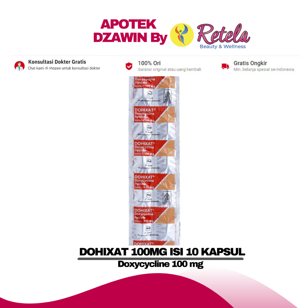 DOHIXAT 100MG 1 STRIP 10 KAPSUL ( DOXYCYCLINE 100 MG )