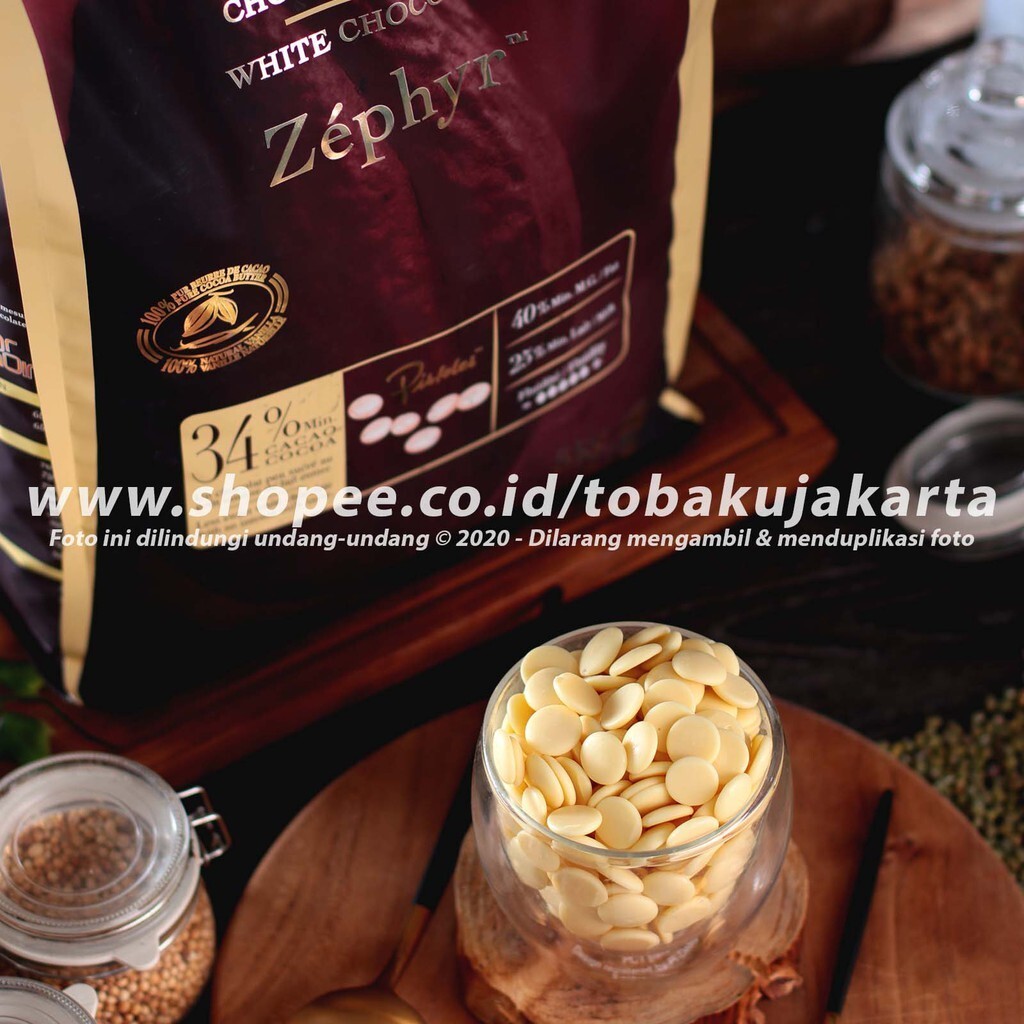 

Cacao Barry ZEPHYR 1kg 34% Couverture Chocolate White Cokelat Putih