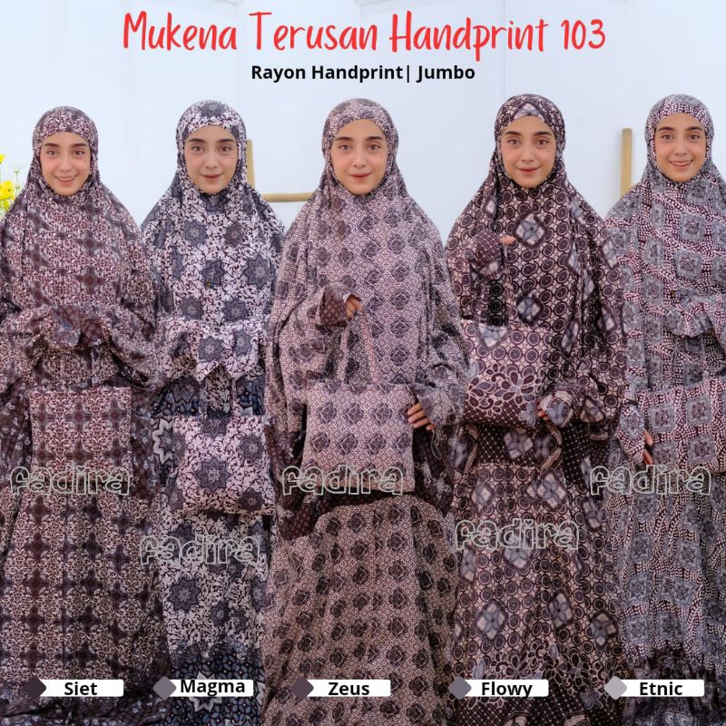 Mukena Terusan Handprint 103/Mukena Dewasa/Mukena Batik/Mukena Motif