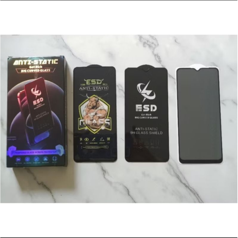 TG Antigores Tempered Glass kaca TEBAL ANTI STATIC BENING FULL LAYAR ESD PREMIUM REALME C53/C1/C2/RE