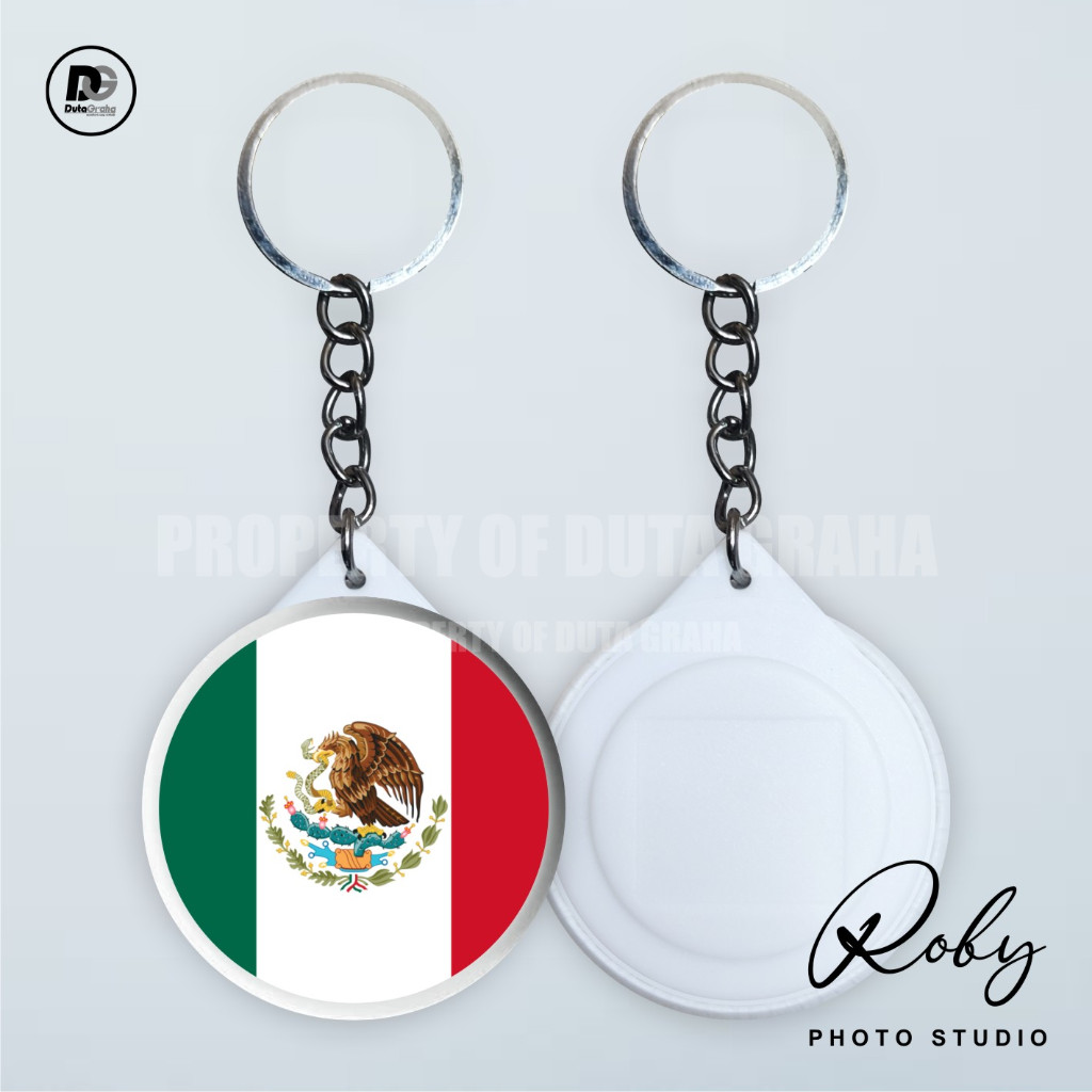 [KEYRING PRESS] BENDERA NEGARA MEKSIKO Gantungan Kunci Keychain Aksesoris Souvenir AMERIKA MEXICO TA