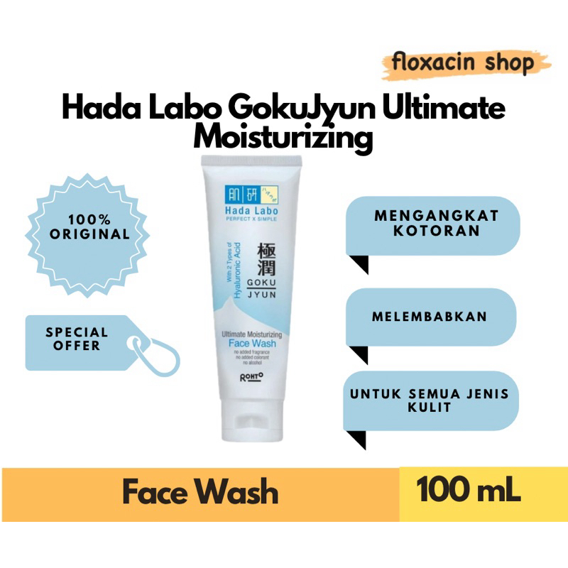 Hada Labo Gokujyun Moisturising Face Wash 100gr / Sabun Cuci Muka Hada Labo