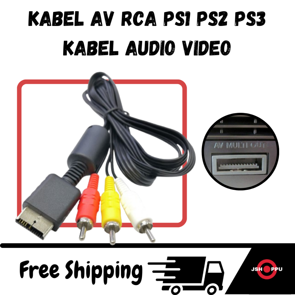 Kabel AV RCA PS1 PS2 PS3 Cable Audio Video PlayStation PS 1 PS 2  Fat / Slim PS 3  TV Tabung