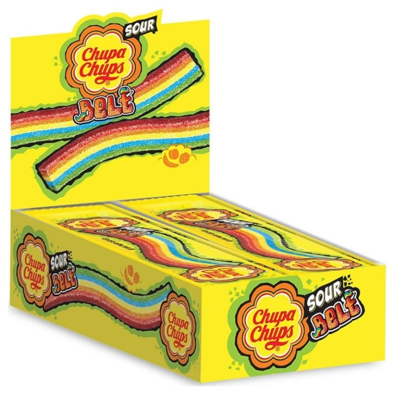 

Chupa Chups Sour Belt Permen Lunak Asam Manis 168g (1 BOX isi 24 × 7g)