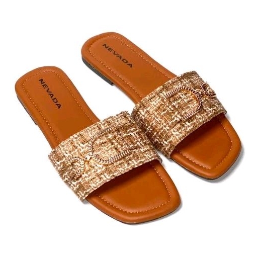 Sandal Slop Teplek Wanita Kekinian Upper Rajut Motif D Alas Super Empuk Fom Busa  36_40