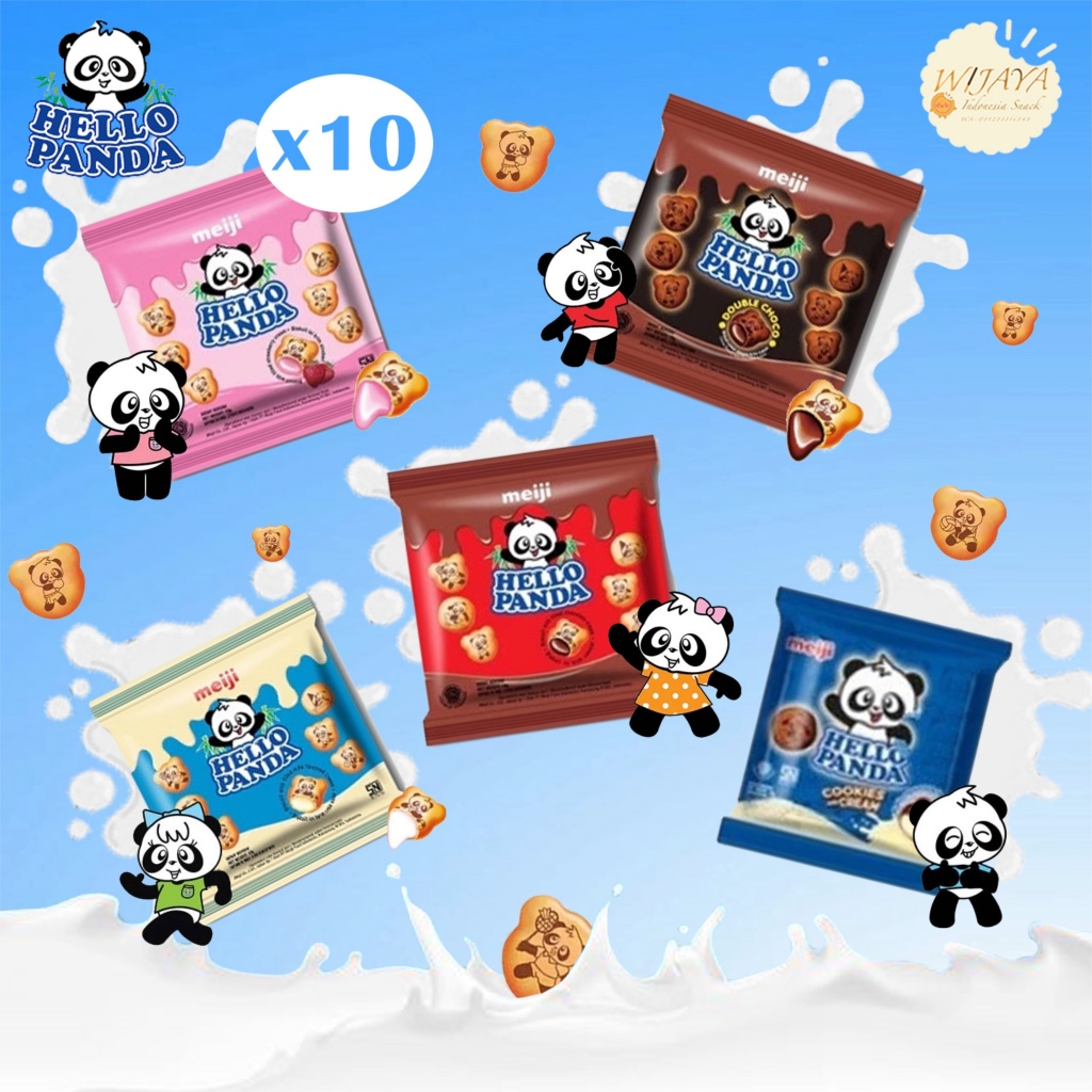 

Hello Panda 8g x 10pcs Rasa Susu Stroberi Cokelat Double Cokelat Cookies&Cream