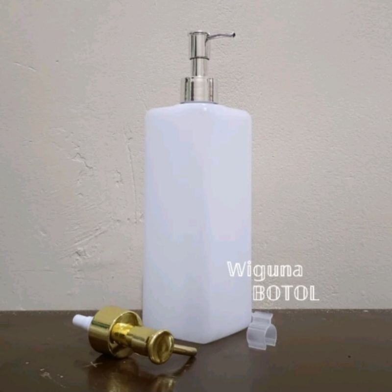 Botol Pump 500ml Kotak Hdpe Natural / Botol 500ml Hdpe Natural Kotak Pump Clip Oil
