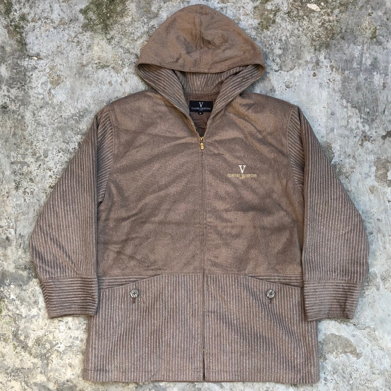 Claudio Valentino Paris Corduroy Kombinasi Bulu Work Hoodie Jacket Vintage